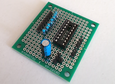 Strip board with soldered components